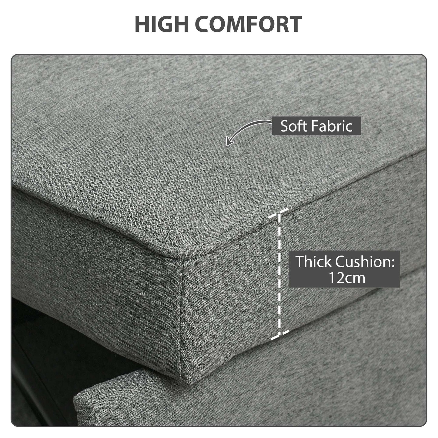 3-in-1 2-Seater Sofa Bed | Click-Clack 3-Position Backrest | Eucalyptus Wood Frame | 12cm High-Density Foam | Faux Linen Upholstery | 2 Washable Pillows | 220kg Max | Sofa 148x86x91.5cm | Bed 126x175x45cm | Grey