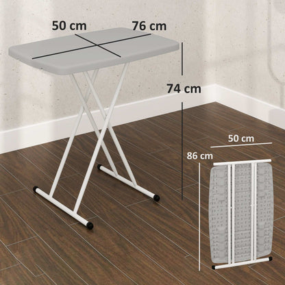 Outsunny Portable Folding Coffee Table, Height Adjustable Garden Table Bistro Table with HDPE Top and Metal Frame for Balcony Poolside Deck