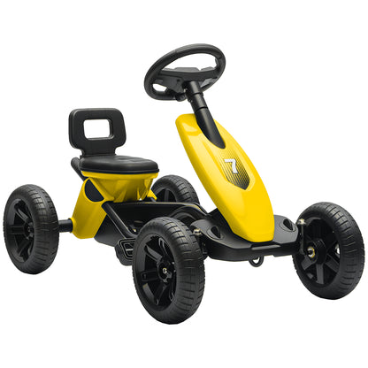 AIYAPLAY Pedal Go Kart for Kids 2-5 Years, with Silent EVA Wheels, Metal Frame, Pink / Blue / Yellow / Green