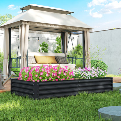 Large Galvanised Steel Raised Garden Bed | 459L | Open Bottom | Inner Support Bars | Powder-Coated Rust-Resistant | Easy Assembly | 180x90x30cm | Flowers Veg & Plants | Dark Grey