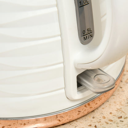 Electric Kettle, 1.7L, Fast Boil, 3kW Water Kettle with Removable Washable Anti-scale Filter, Auto Shut-off, 360° Swivel, BPA Free, Cream White Water Ripple Texture