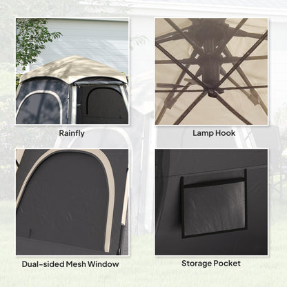 Instant Camping Tent, 2/3/4 Person Easy Setup Family Tent with Vestibule, Rainfly, 4 Mesh Windows & 2 Doors, Hexagonal Design, Waterproof