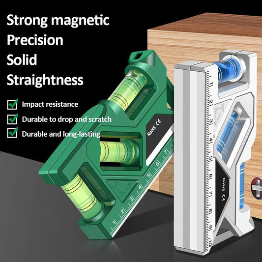 Portable Magnetic Pocket Spirit Level Mini Protractor With Metric Ruler Woodworking Level, Horizontal And Vertical Measure