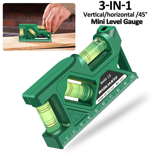 Portable Magnetic Pocket Spirit Level Mini Protractor With Metric Ruler Woodworking Level, Horizontal And Vertical Measure