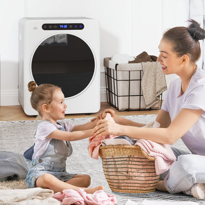 4kg Vented Small Space Tumble Dryer, 1000W Compact Freestanding Front Tumble Dryer with Stainless Steel Tub, Timer, 6 Heat Settings, Small Portable Clothes Dryer, White