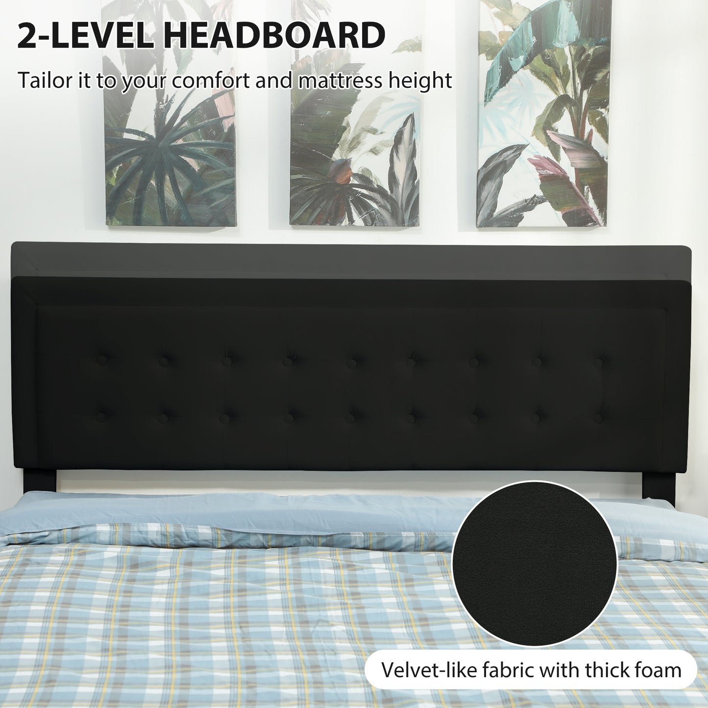 King Size Ottoman Bed Frame, with Front Drawer - Black / Cream White