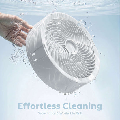 Pedestal Standing Fan | 20dB Sleep Mode | 8 Speeds | 9.5m³/min Airflow | 3D Oscillation | Aromatherapy Pad | Blue Mood Light | Detachable Grill | 5m Remote | 12H Timer | 50W | 110cm | White