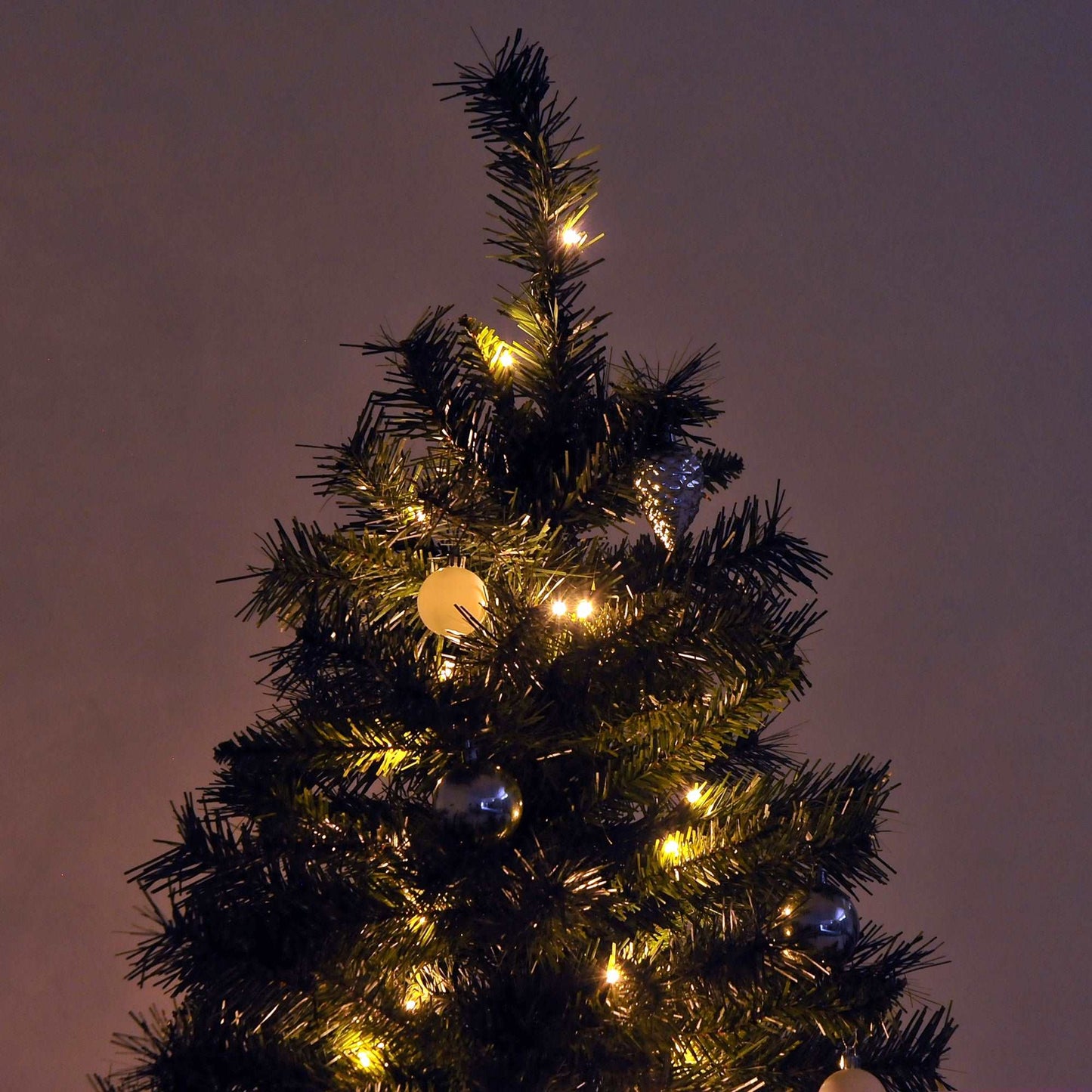 1.8m 6ft Pre Lit Christmas Tree 200 LED Holiday Décor With Decorative Balls Ornament Metal Stand