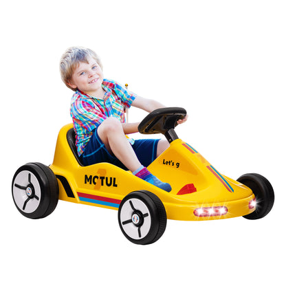 AIYAPLAY 6V Electric Go Kart for Kids with Music, Light, Horn, for 3-5 Years, Red / Blue / Yellow