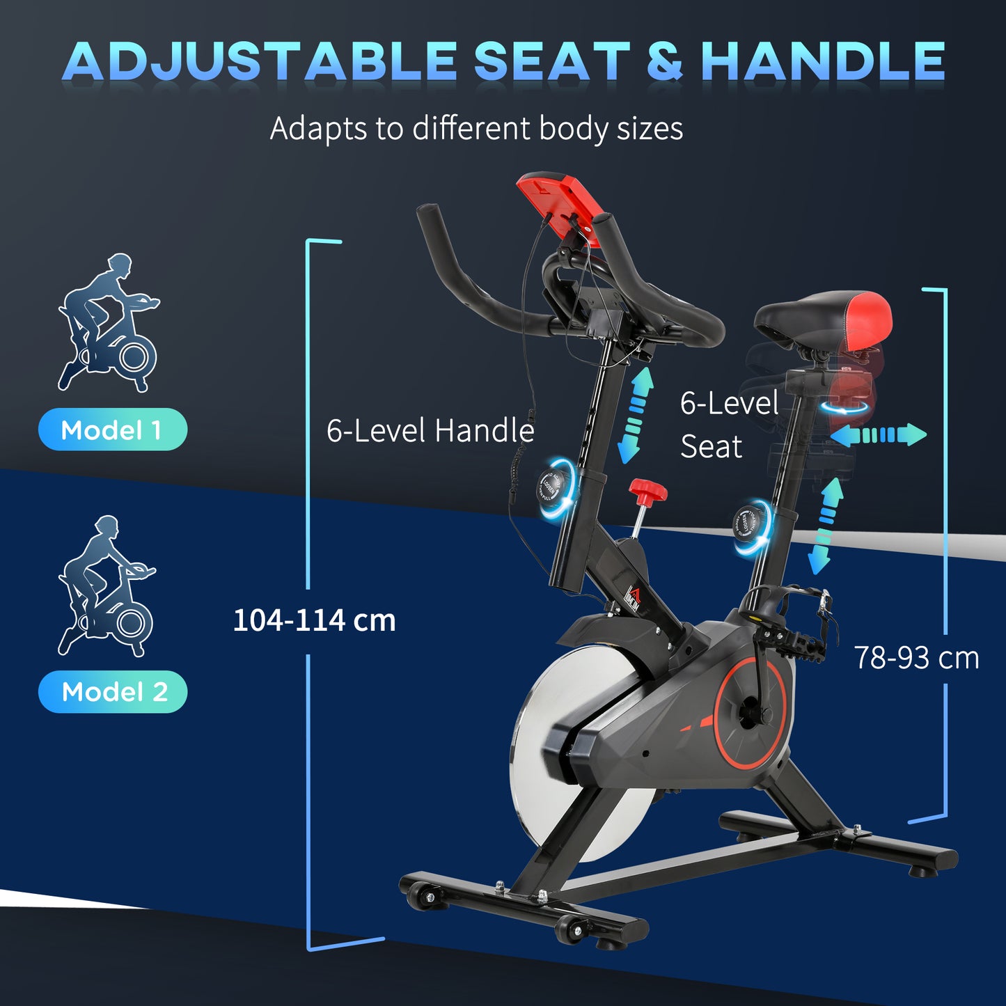 Indoor Upright Exercise Bike Machine, with Adjustable Seat, Resistance, Handlebar, LCD Display