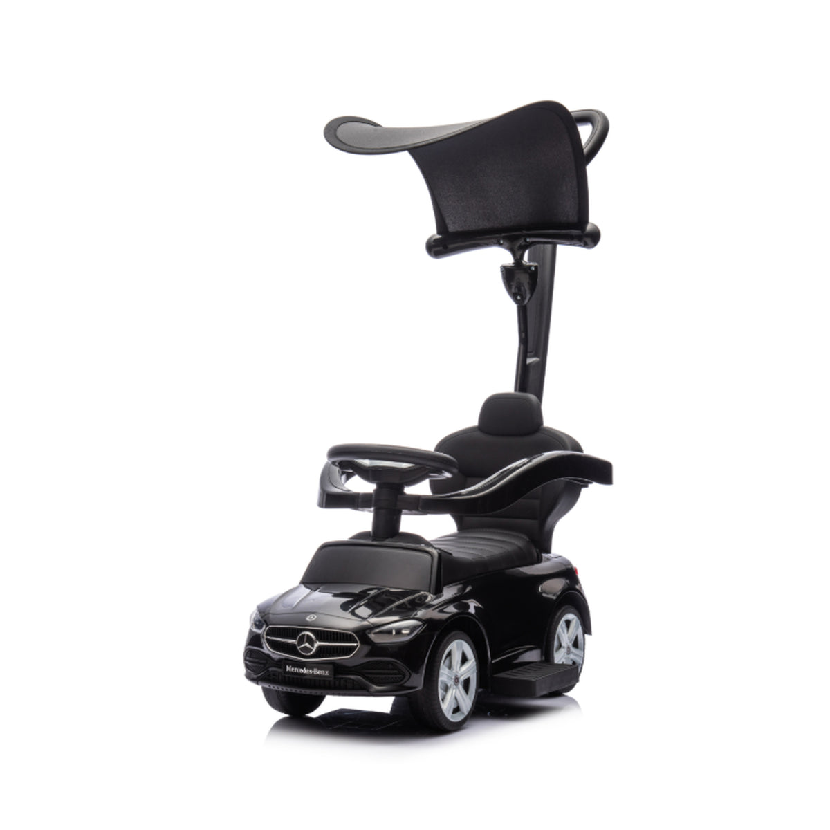 Mercedes Licensed 3-in-1 Kids Ride-On Push Car | Canopy | Guardrails | Steering Wheel Horn & Music | Under-Seat Storage | PP & Steel | 25kg | Ages 12-36 Months | 83x40x90cm | Pink / White / Black