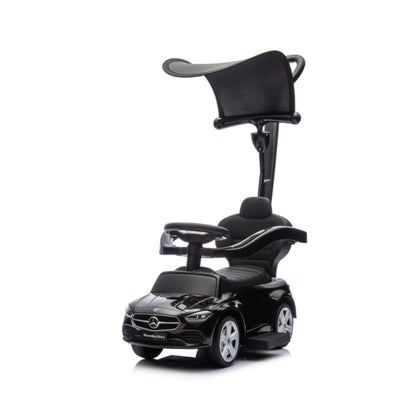 Mercedes Licensed 3-in-1 Kids Ride-On Push Car | Canopy | Guardrails | Steering Wheel Horn & Music | Under-Seat Storage | PP & Steel | 25kg | Ages 12-36 Months | 83x40x90cm | Pink / White / Black