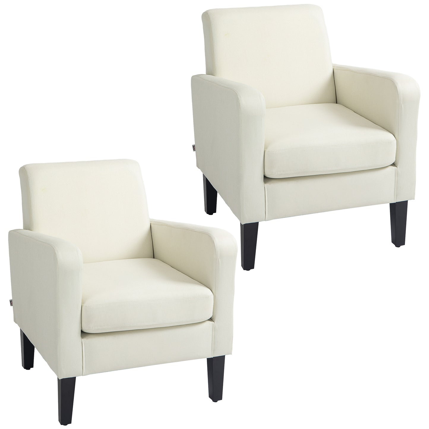 Set Of 2 Modern Armchairs With Rubber Wood Legs, Upholstered Accent Chairs, Single Sofa for Living Room, Bedroom - Different Colours