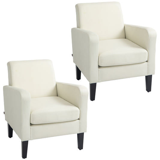 Set Of 2 Modern Armchairs With Rubber Wood Legs, Upholstered Accent Chairs, Single Sofa for Living Room, Bedroom - Different Colours