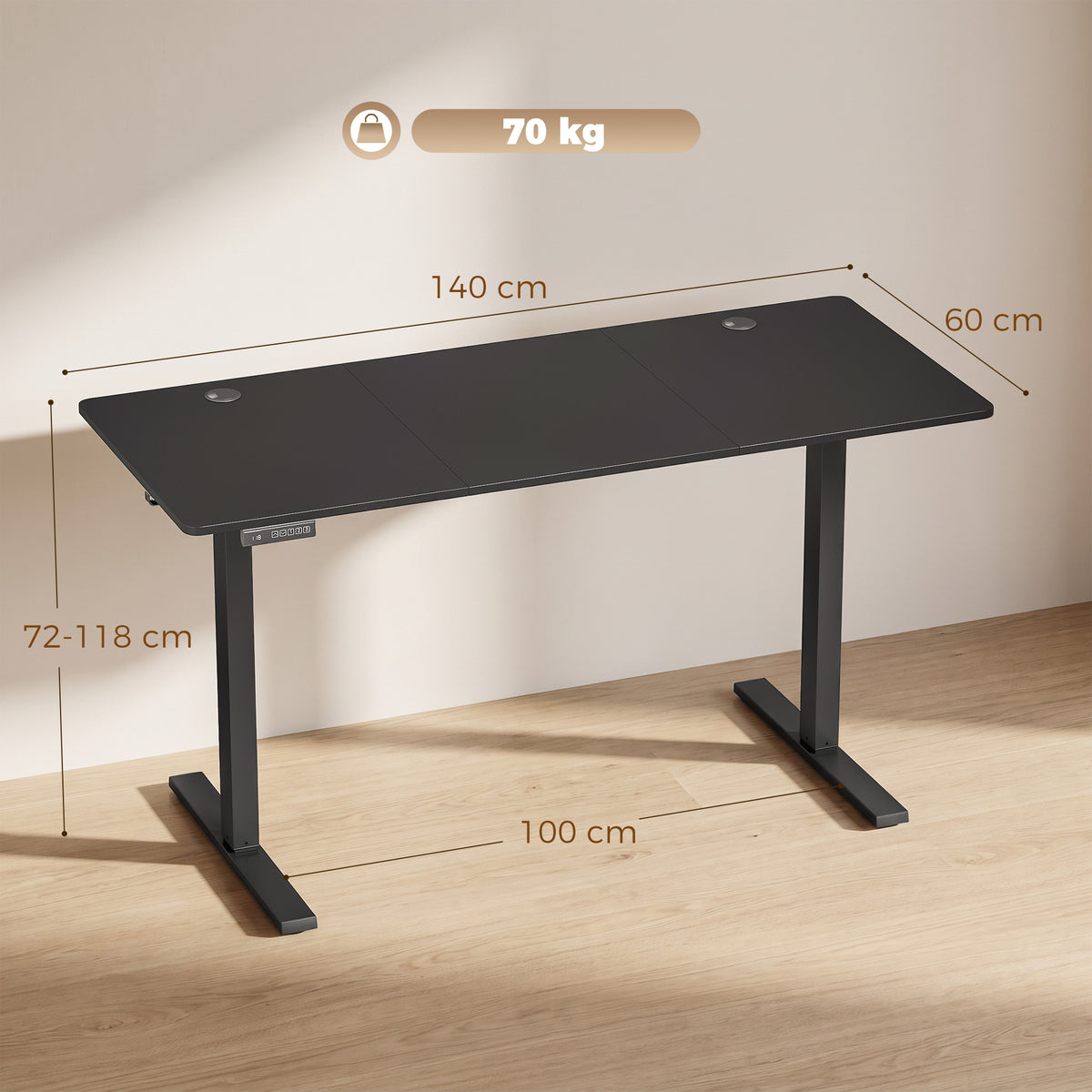 Electric Standing Desk | Black & White Height Adjustable Sit-Stand Desk 72–118cm with LED Memory
