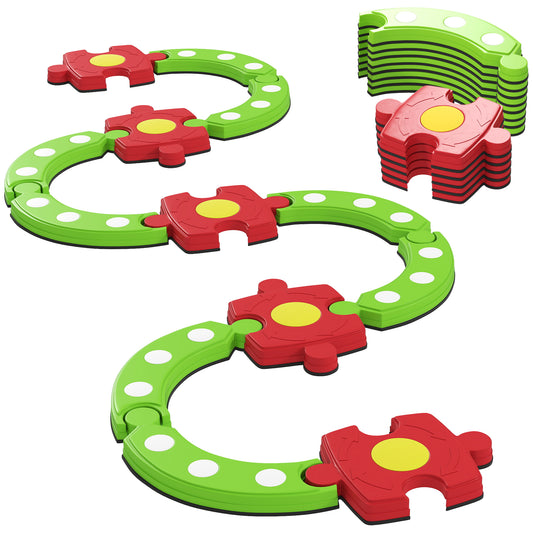 13 Piece Kids Balance Beam Stepping Stones Set with Non-slip Textured Surface, Outdoor Indoor for Toddlers, Green