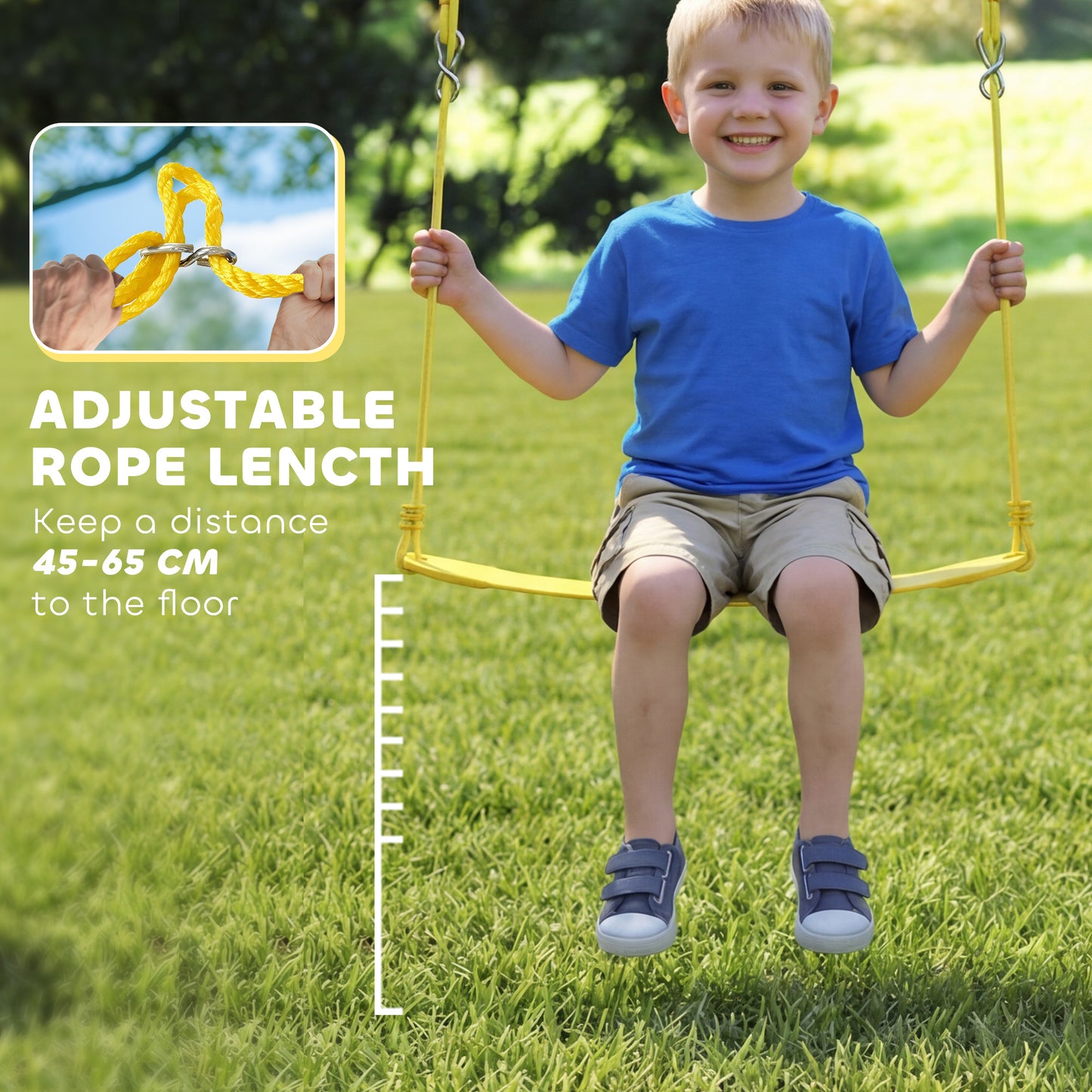Kids Swing Set with Saucer Nest Swing & Belt Swing – 150kg Capacity, Adjustable Ropes, Steel A-Frame, Ground Stakes, EN71 Tested, Ages 3–8