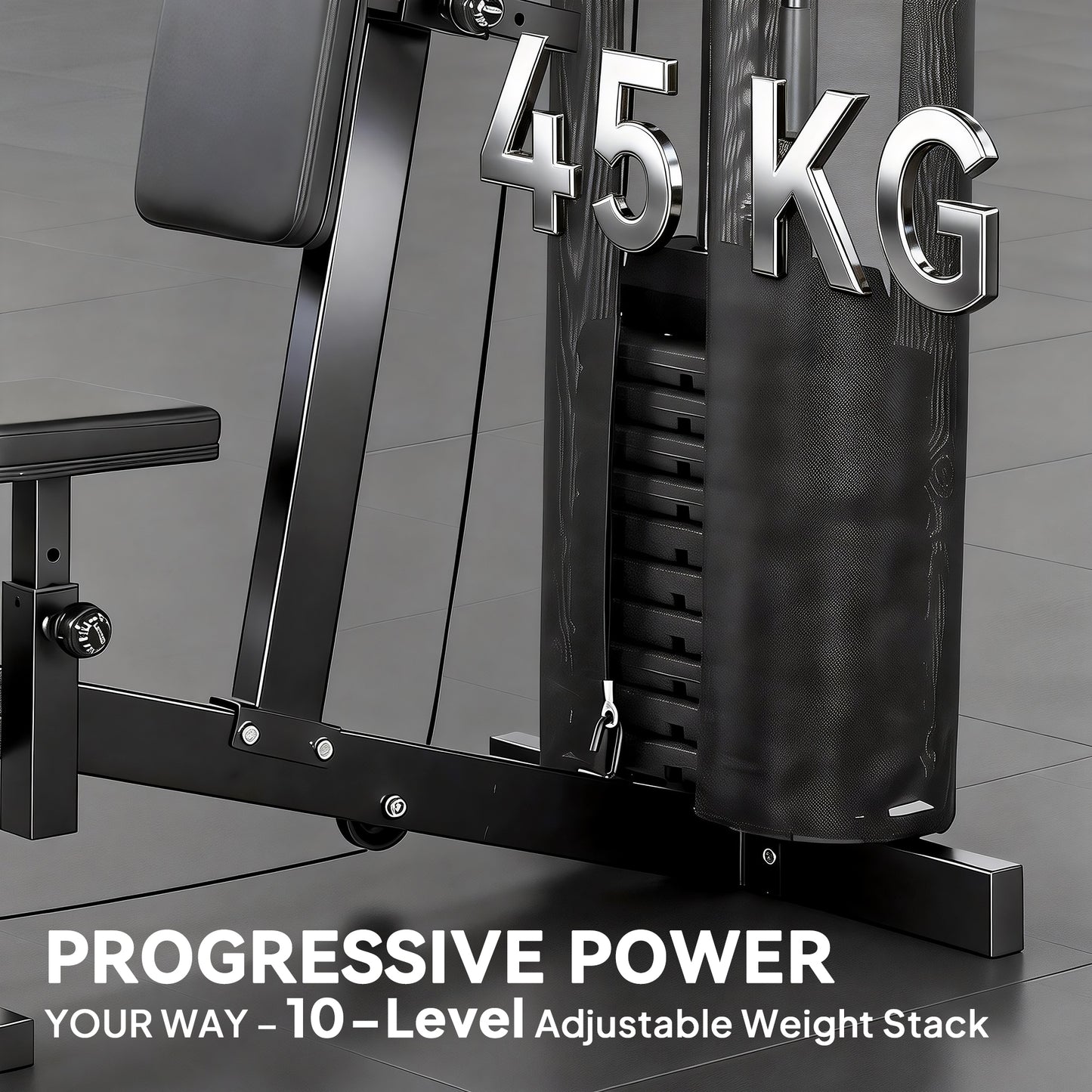 SPORTNOW Multi Gym with Adjustable Seat and Back, All in One Home Gym Machine with 45kg Weight Stack for Full Body Strength Training