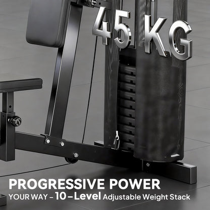 SPORTNOW Multi Gym with Adjustable Seat and Back, All in One Home Gym Machine with 45kg Weight Stack for Full Body Strength Training