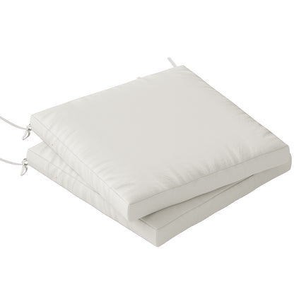 Set of 2 Garden Seat Cushions | 7cm High Density Foam | 50x50cm | Water Resistant | UV30+ | Fire Retardant | Zip Off Covers | Securing Ties | Cream White