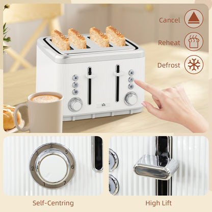 Electric Kettle and Toaster Set, 3000W 1.7L UK Strix Thermostat Rapid Boil Jug Kettle with Limescale Filter, 4 Slice Toaster W/ 7 Browning Controls, Crumb Tray