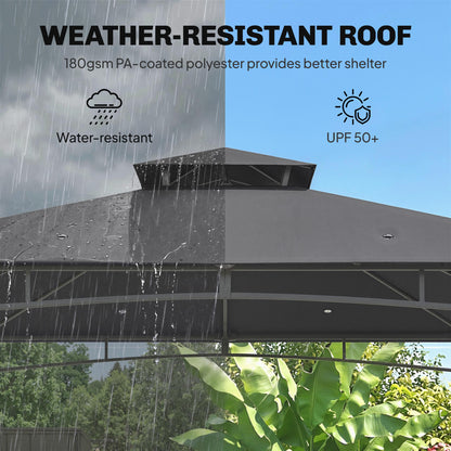 3x3m Garden Gazebo | Double-Tier Roof | UPF 50+ Waterproof | Rust-Resistant Metal Frame | 6-8 People | Dark Grey