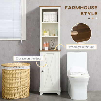 2 Piece Bathroom Furniture Set, Tall Bathroom Cabinet W/ Adjustable Shelves, Under Sink Cabinet W/ Cupboard and Open Shelf, Ash Effect