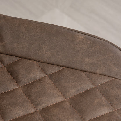 Retro Style Bar Stools Set of 2, Retro Adjustable Kitchen Stool, Swivel PU Leather Upholstered Bar Chairs with Back, Footrest and Steel Base, Brown