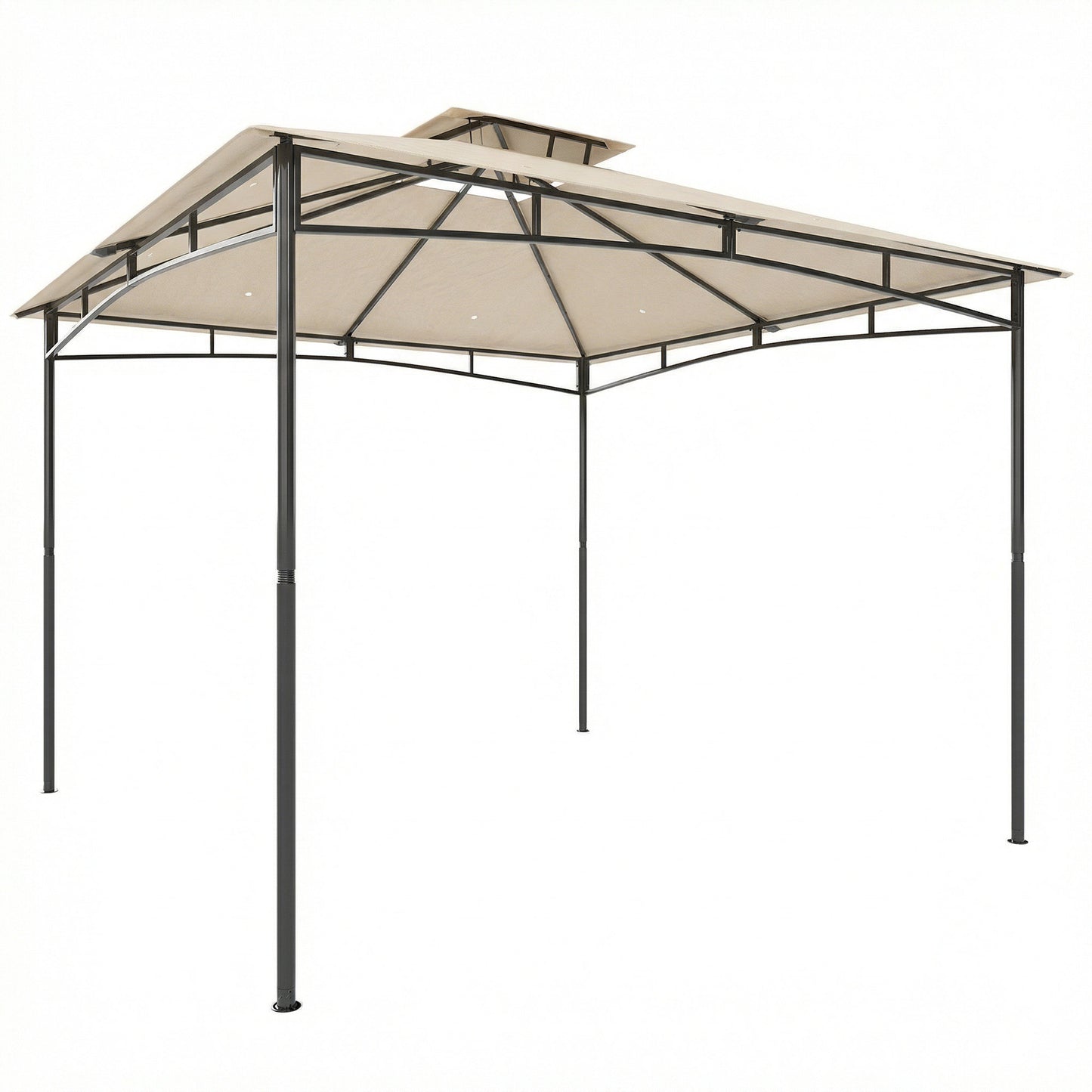 3x3m Garden Gazebo | 2-Tier Roof | UPF50+ | 180g/m² PA Polyester | Fits 6-8 | Khaki