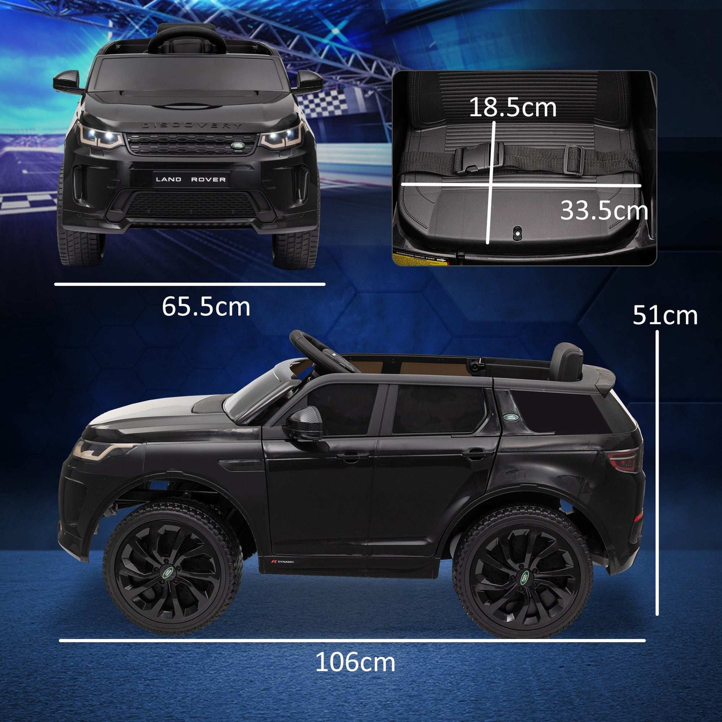 AIYAPLAY Land Rover Discovery Sport Licensed 12V Kids Ride on Car w/ Remote Control, Lights Music Horn, for 3-6 Years Black / White / Pink