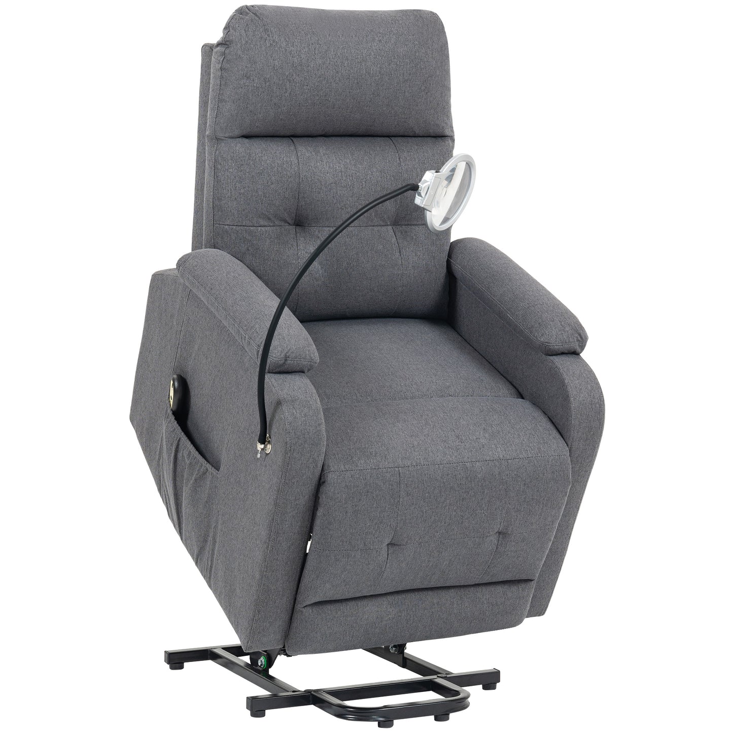 Electric Rise Recline Armchair, with Reading Light - Grey / Brown