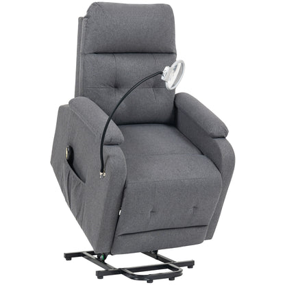 Electric Rise Recline Armchair, with Reading Light - Grey / Brown
