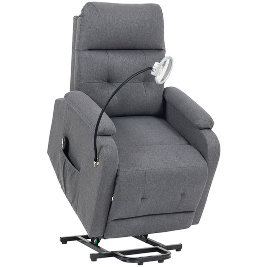 Electric Rise Recline Armchair, with Reading Light - Grey / Brown