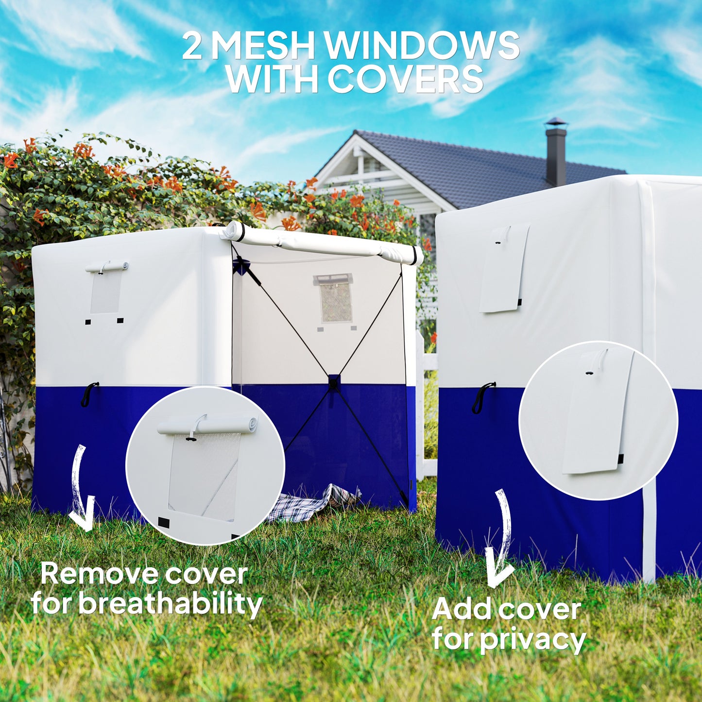 Outsunny 2 x 2m Pop-Up Party Tent Gazebo, with Accessories - Dark Blue