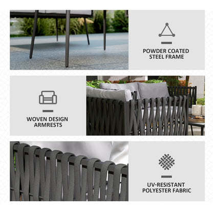 Outsunny 4-Piece Garden Furniture Set with Cushions - Light Grey