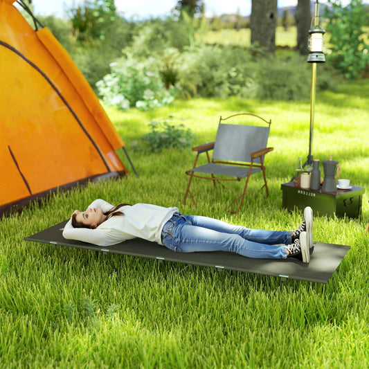 Outsunny Lightweight Camping Bed, w/ Strong Support 150kg and Carry Bag for Camping, Dark Green