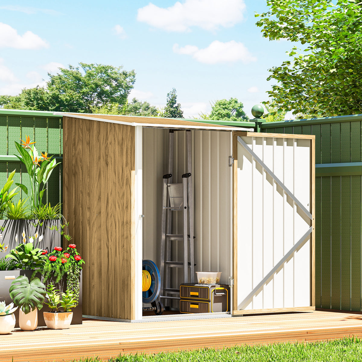 Lean-To Garden Shed | Galvanised Steel Outdoor Storage 1.0 x 1.03m with Sloped Roof