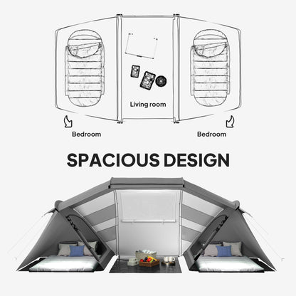 Outsunny 4-6 Man UV Protection Camping Tent - Charcoal Grey and White / Green and White