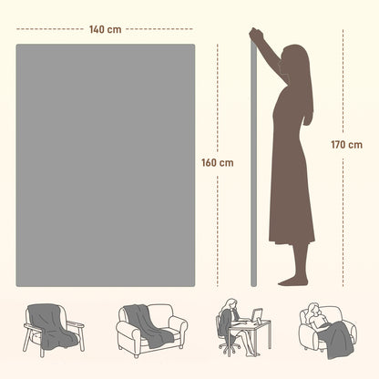 Electric Blanket with Dual Controllers, Machine Washable Heated Throw Blanket with Ultra Soft Flannel Fabric, 5 Heating Levels, 10 Hour Timer, Grey