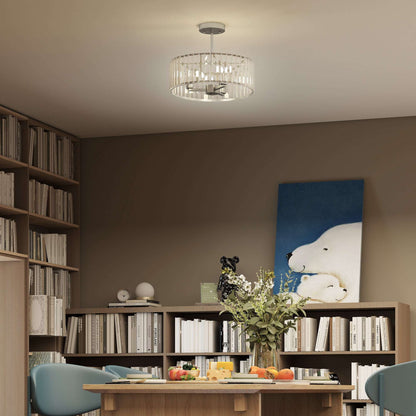 Set of 2 Crystal Ceiling Lights | Semi Flush Mount | 3-Light E14 | Modern Chandelier Style | Metal Frame | Clear Crystal Shade | Φ39x32cm | 40W AC220-240V | Silver Tone