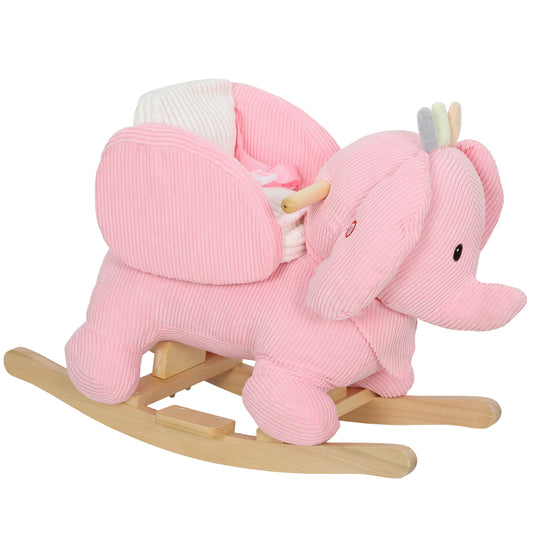 AIYAPLAY Kids Rocking Horse, Baby Ride on Elephant Rocker with Safety Belt and Sound for Toddlers 18 to 36 Months, Pink