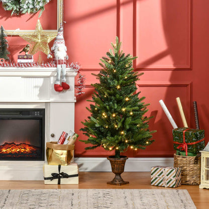 1.2m Prelit Christmas Tree Artificial Spruce Tree, Plastic Stand-Green