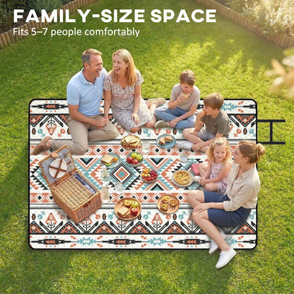 Large Picnic Blanket 300x200cm – Water-Repellent, Oxford Cloth Base, 1cm Cotton Filling, Rolls Compact with Integrated Strap, For Camping, Beach & Garden – Mix Colour