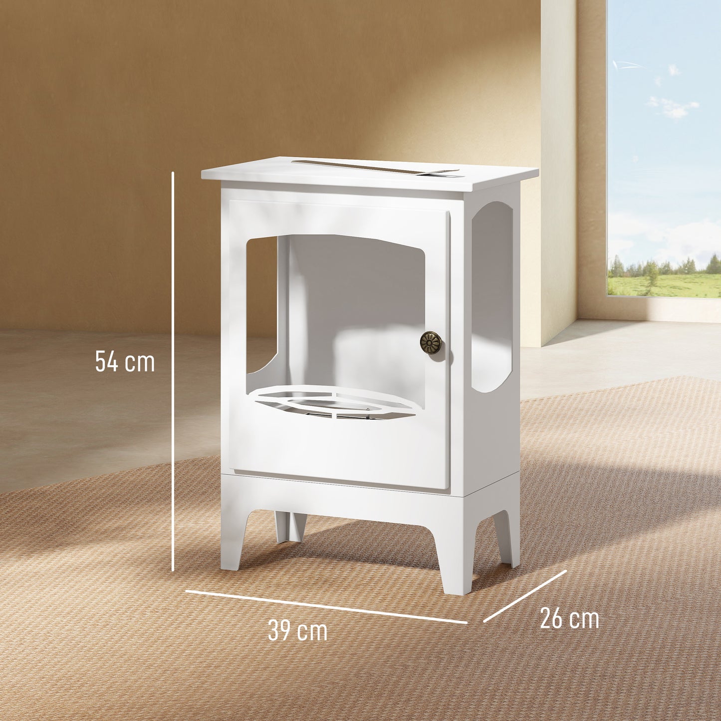 Freestanding Ethanol Fireplace, Steel Bioethanol Fireplace with Stainless Steel Flame Snuffer, 1.2L Tank, 3 Hours Burning Time for Indoor, White