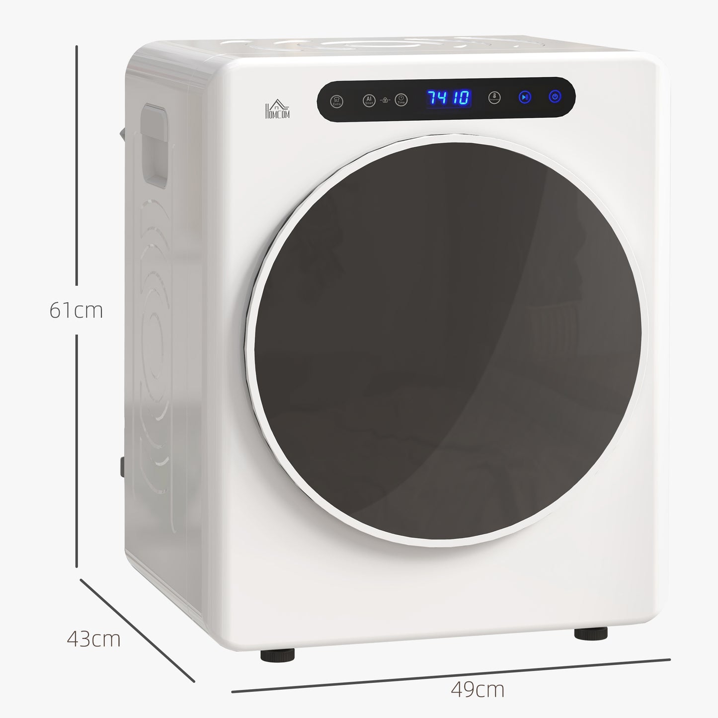 4kg Vented Small Space Tumble Dryer, 1000W Compact Freestanding Front Tumble Dryer with Stainless Steel Tub, Timer, 6 Heat Settings, Small Portable Clothes Dryer, White