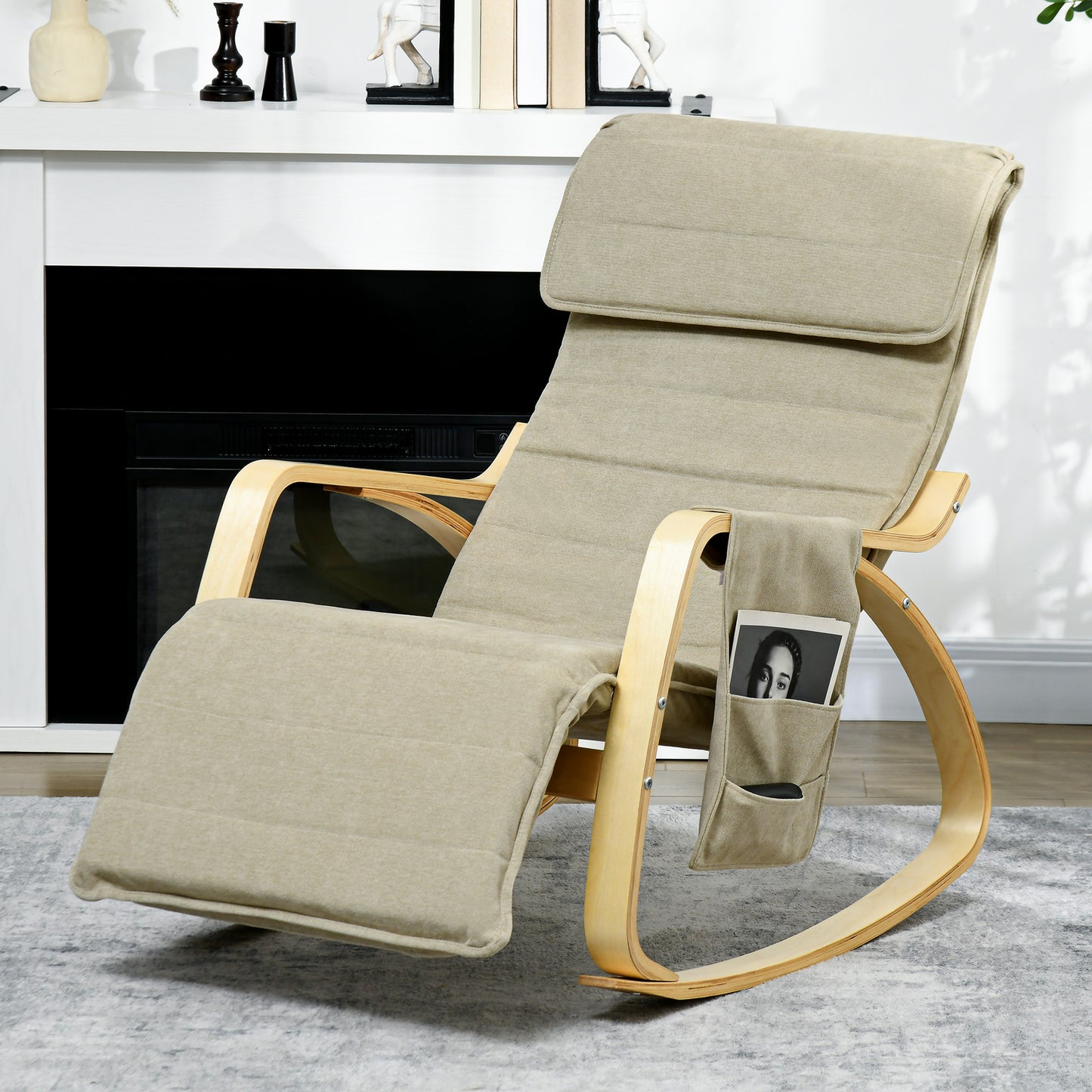 Rocking Lounge Chair Recliner Relaxation Lounging Relaxing Seat with Adjustable Footrest, Side Pocket and Pillow