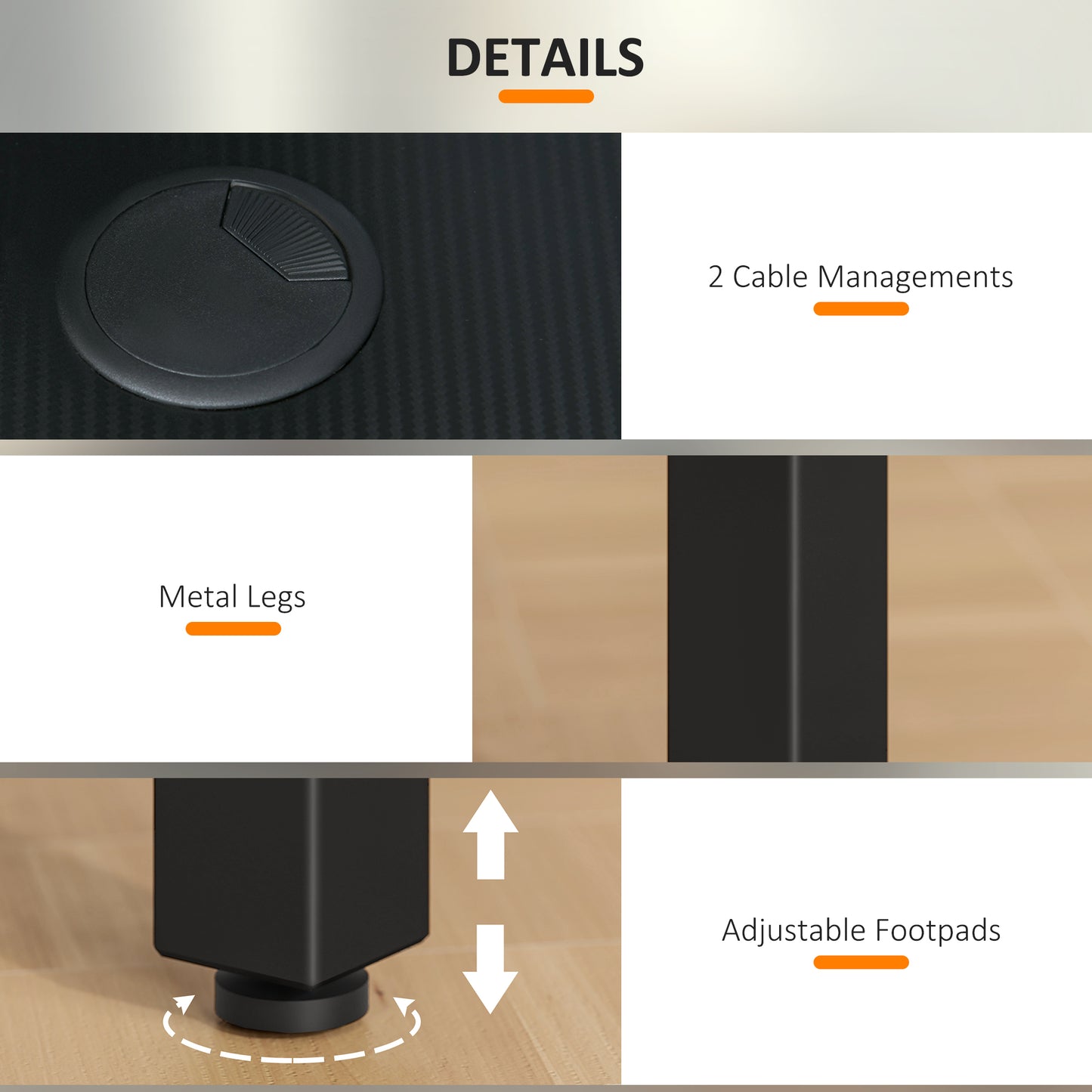 L-Shaped Computer Gaming Desk with Fabric Bag, Hooks and Cable Management, 145 x 81 x 76cm - Black