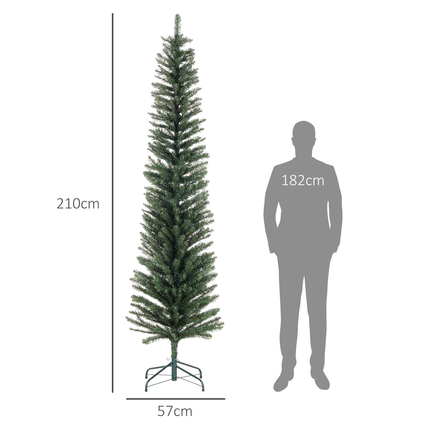 7ft Artificial Bare Pencil Christmas Tree - Green