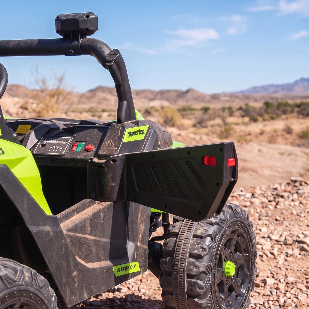 AIYAPLAY 24V 2-Seater Electric Ride-On UTV | Dual 120W Motors | Parent Remote & Suspension | LED Lights & USB Music | Green, Black or Pink | Ages 3–8