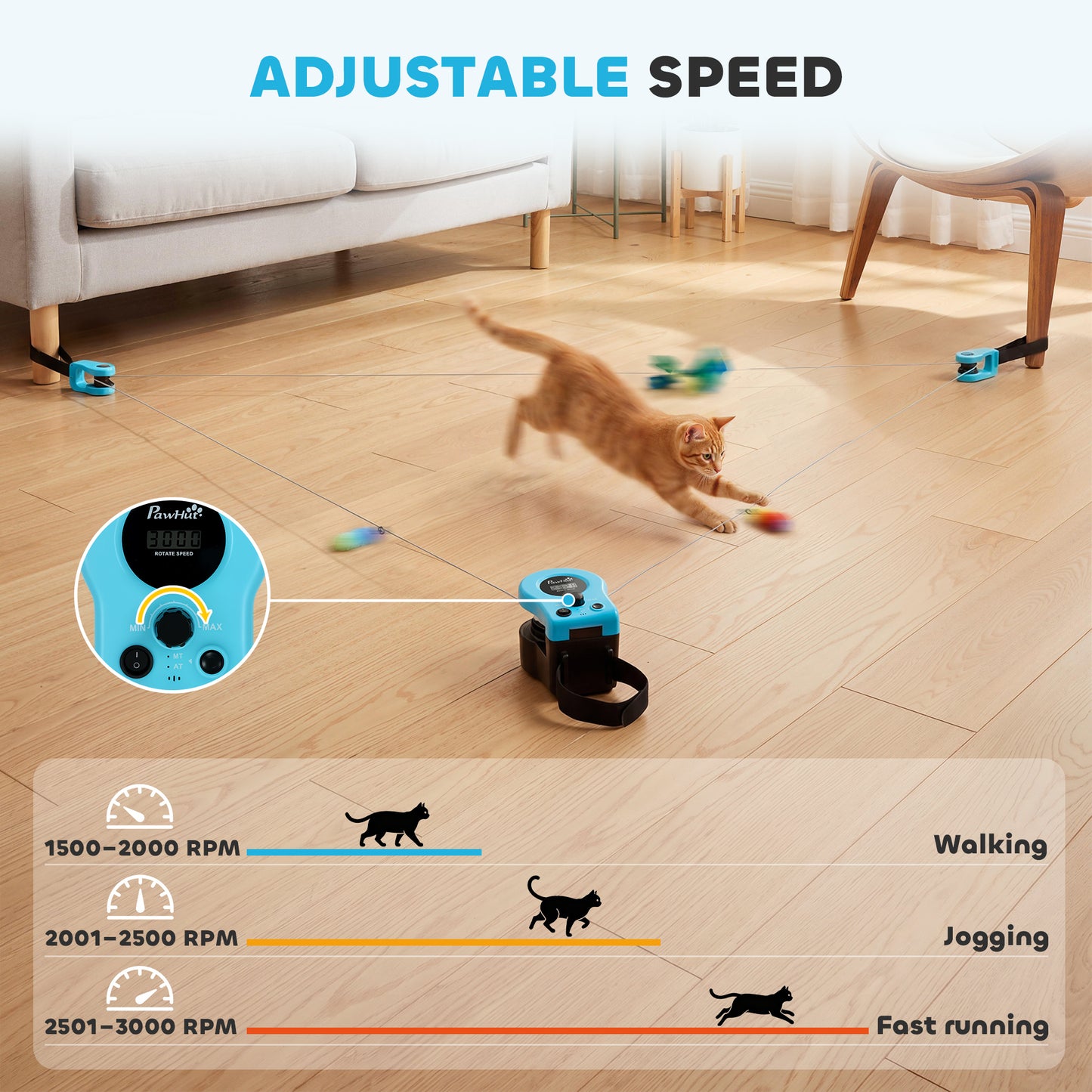 Remote Control Interactive Cat Toy | DIY Track | Adjustable Speed | Mouse Sound | USB-C | Black